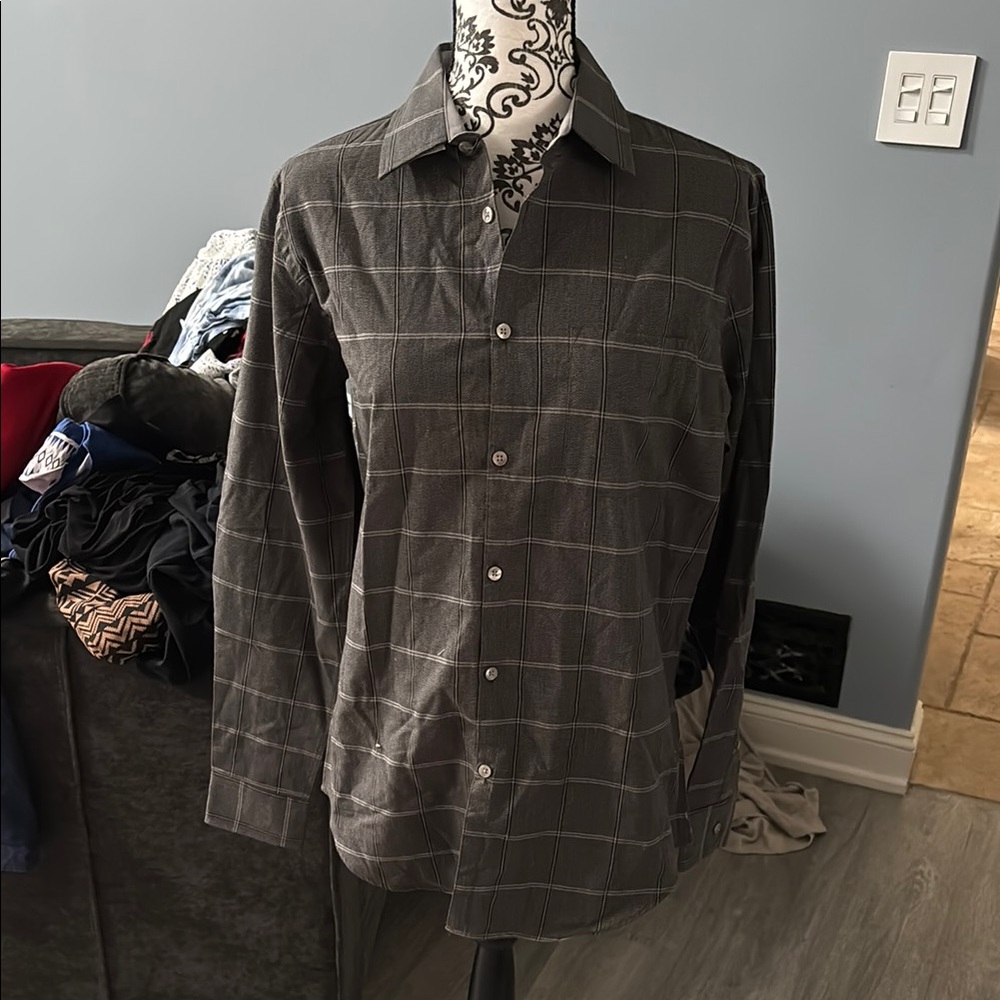 Van Heusen Charcoal Plaid Dress Shirt